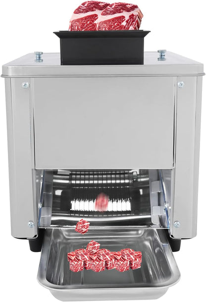 850W Stainless Steel Meat Cutter Machine, 7mm Electric Meat Slicer & Shredder, 330lbs/h Commercial Automatic Jerky Slicer with US Plug, for Beef, Chicken, Vegetable, Home, 13.39x13.39x11.81in