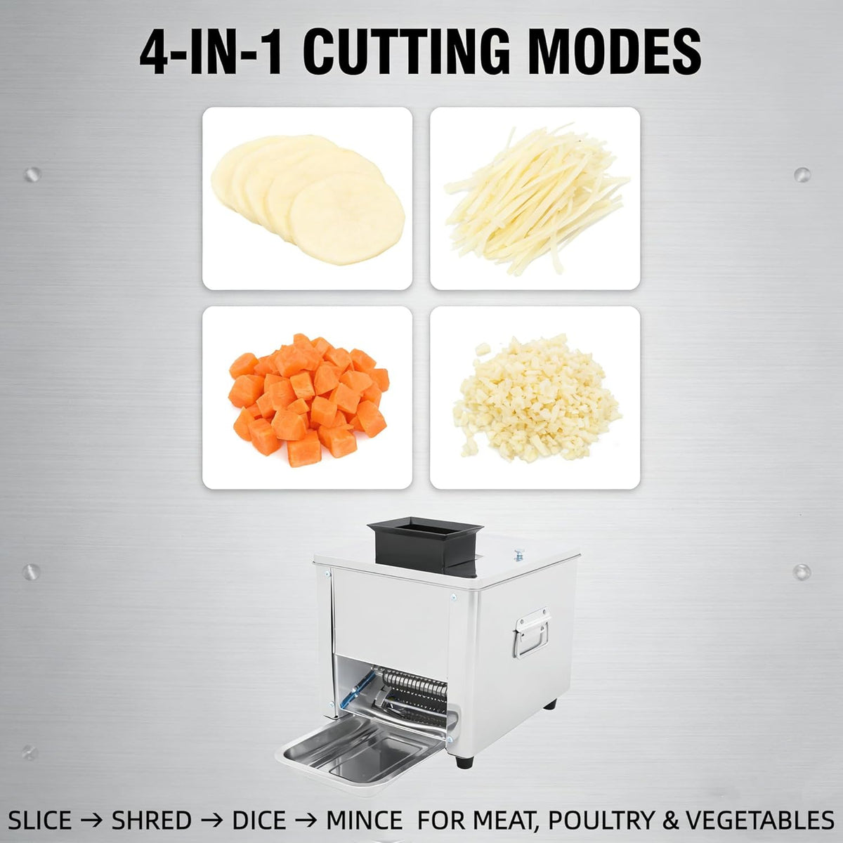 850W Stainless Steel Meat Cutter Machine, 7mm Electric Meat Slicer & Shredder, 330lbs/h Commercial Automatic Jerky Slicer with US Plug, for Beef, Chicken, Vegetable, Home, 13.39x13.39x11.81in