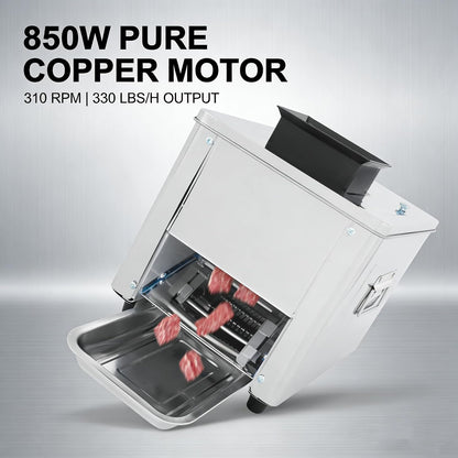 850W Stainless Steel Meat Cutter Machine, 7mm Electric Meat Slicer & Shredder, 330lbs/h Commercial Automatic Jerky Slicer with US Plug, for Beef, Chicken, Vegetable, Home, 13.39x13.39x11.81in