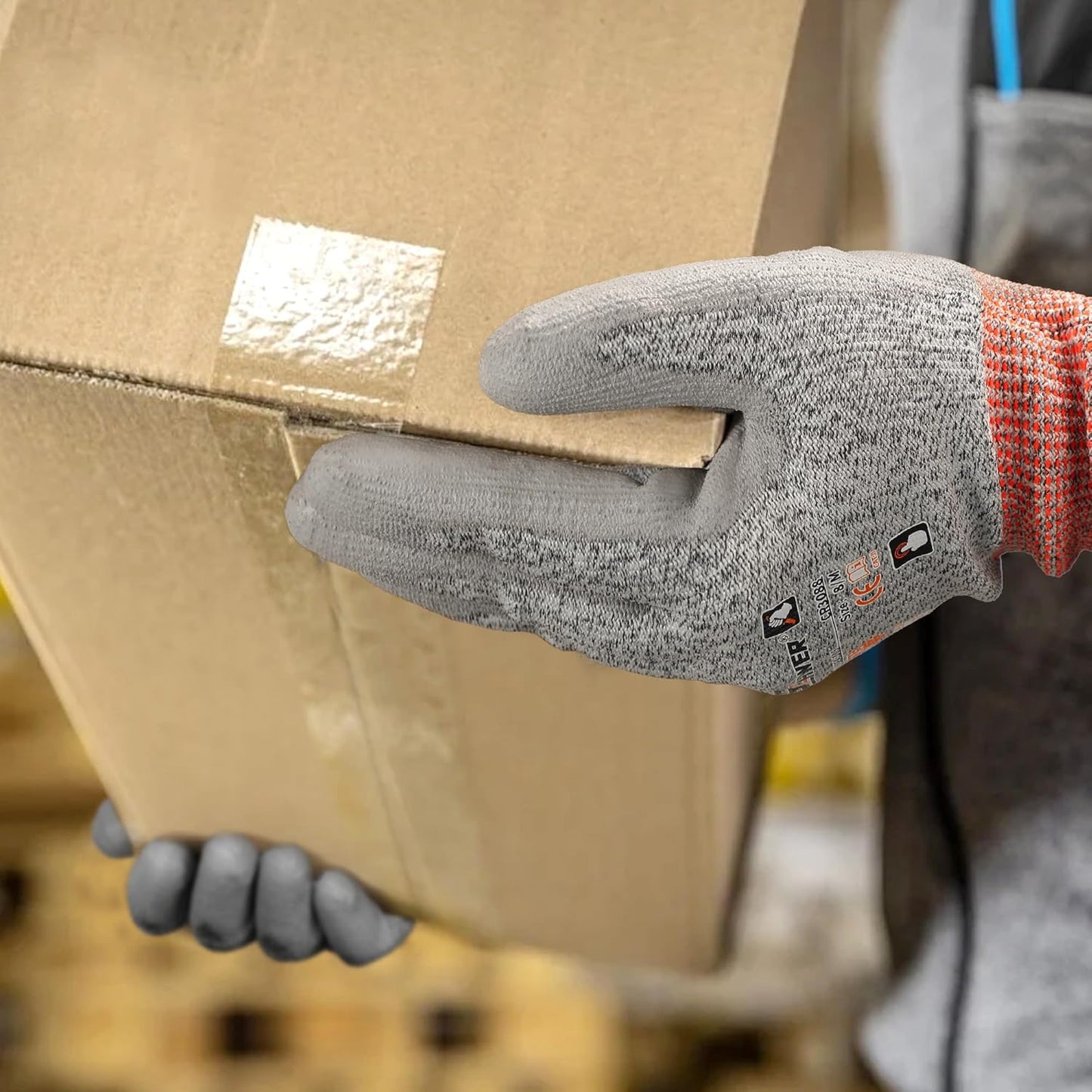 12 Pairs A5 Cut Resistant Gloves, Non PFAS & Fiberglass，CR3088, L | Non PFAS Fiberglass, PU Coating, Strong Grip, Abrasion Resistant, for Glass Cutting, Warehouse Handling, Gardening Work