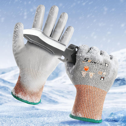 12 Pairs A5 Cut Resistant Gloves, Non PFAS & Fiberglass，CR3088, L | Non PFAS Fiberglass, PU Coating, Strong Grip, Abrasion Resistant, for Glass Cutting, Warehouse Handling, Gardening Work