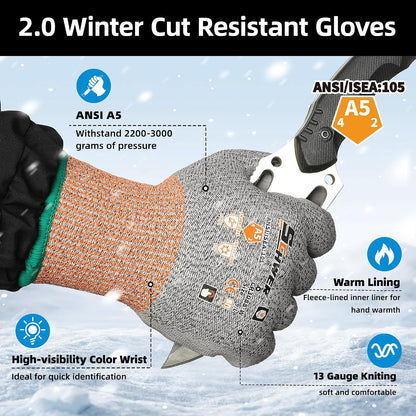 12 Pairs A5 Cut Resistant Gloves, Non PFAS & Fiberglass，CR3088, L | Non PFAS Fiberglass, PU Coating, Strong Grip, Abrasion Resistant, for Glass Cutting, Warehouse Handling, Gardening Work