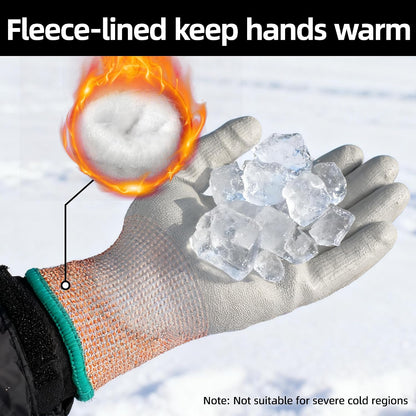 12 Pairs A5 Cut Resistant Gloves, Non PFAS & Fiberglass，CR3088, L | Non PFAS Fiberglass, PU Coating, Strong Grip, Abrasion Resistant, for Glass Cutting, Warehouse Handling, Gardening Work