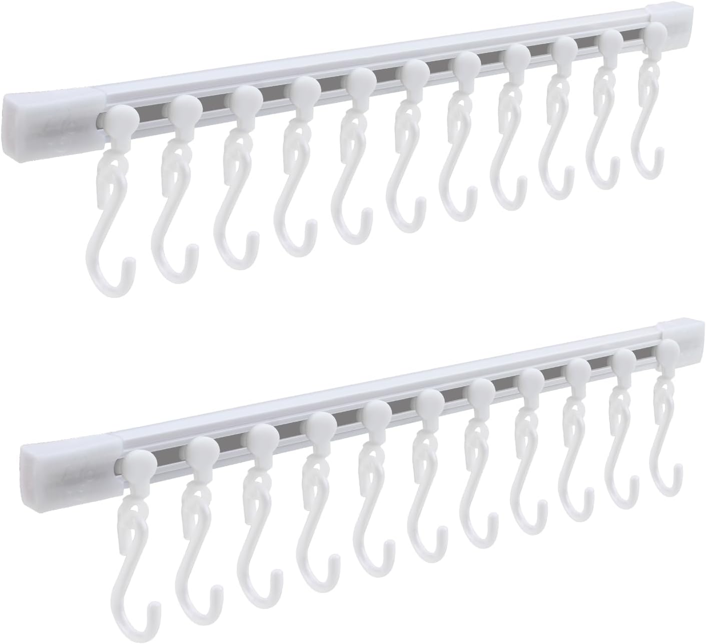 Kitchen Utensil Hanging Rrack - Hooks for Kitchen Utensils, No Drilling Wall Mounted Utensil Holder, Kitchen Rail Rack with 10 Hooks Hanger for Kitchen Bathroom (Pack of 2)