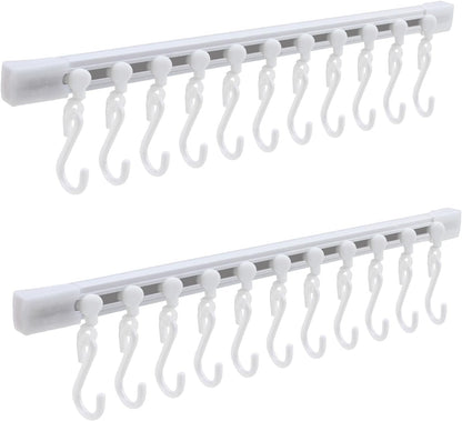 Kitchen Utensil Hanging Rrack - Hooks for Kitchen Utensils, No Drilling Wall Mounted Utensil Holder, Kitchen Rail Rack with 10 Hooks Hanger for Kitchen Bathroom (Pack of 2)