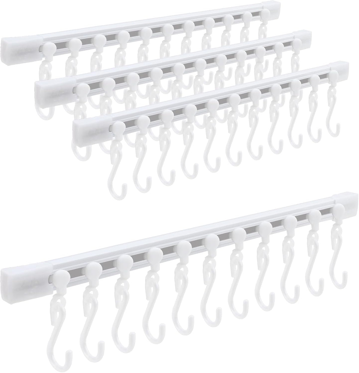 Kitchen Utensil Hanging Rrack - Hooks for Kitchen Utensils, No Drilling Wall Mounted Utensil Holder, Kitchen Rail Rack with 10 Hooks Hanger for Kitchen Bathroom (Pack of 2)
