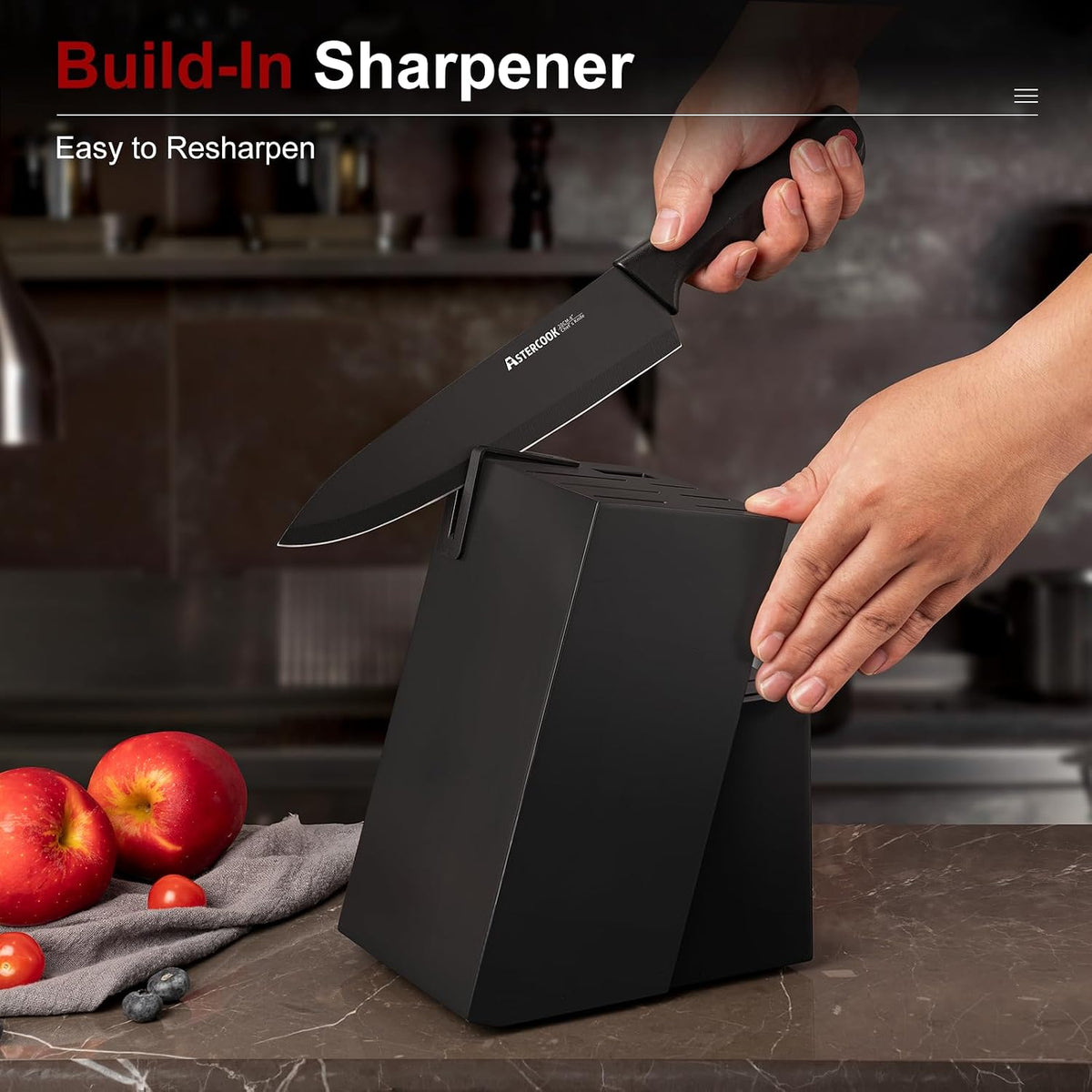 Knife Set for Kitchen with Block and Sharpener 15pcs German