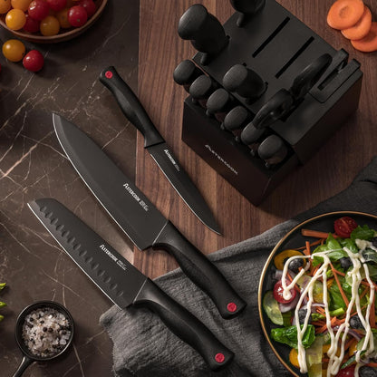 Knife Set for Kitchen with Block and Sharpener 15pcs German
