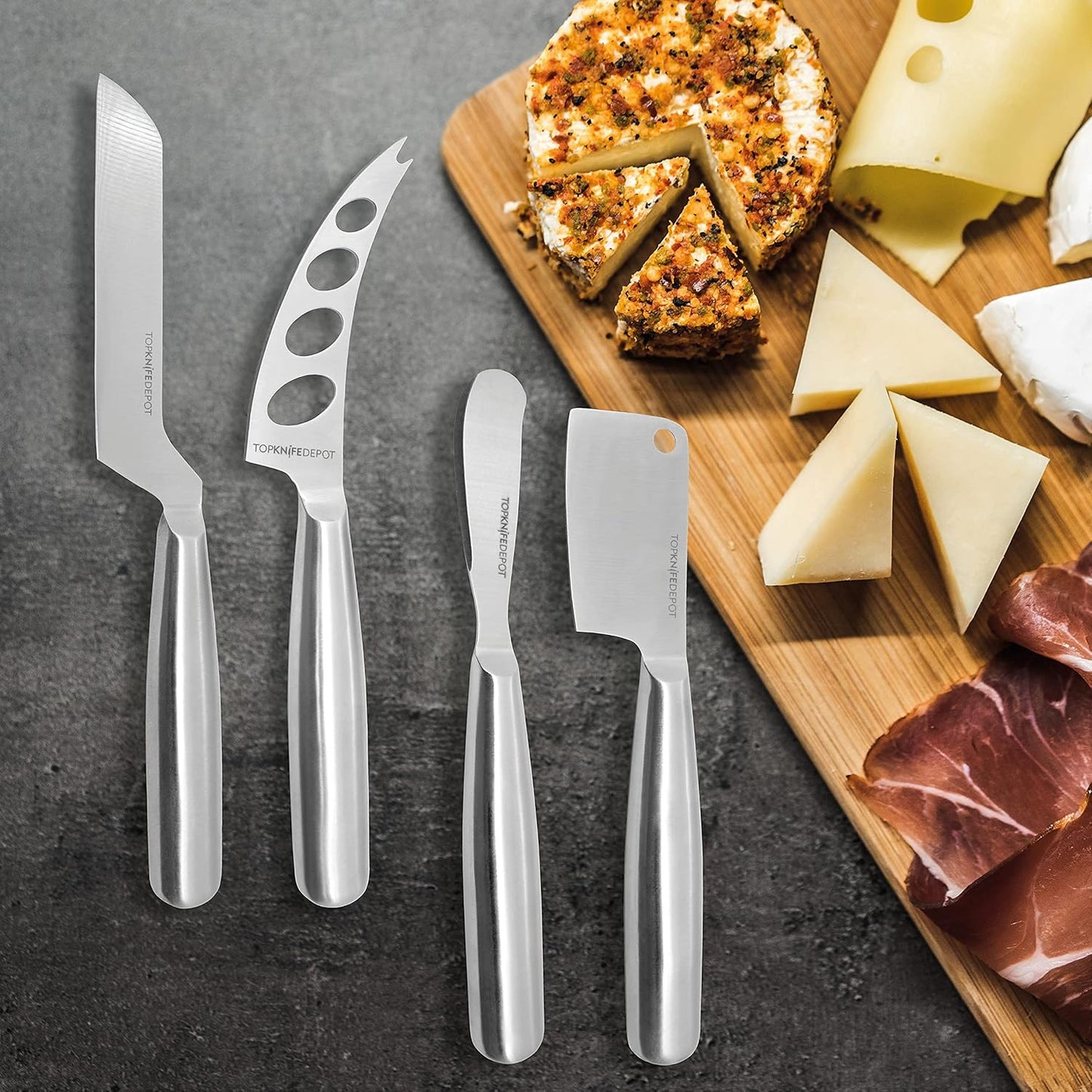 TopKnife 4-Pc All Cheese Knife Set - Gift Box Included
