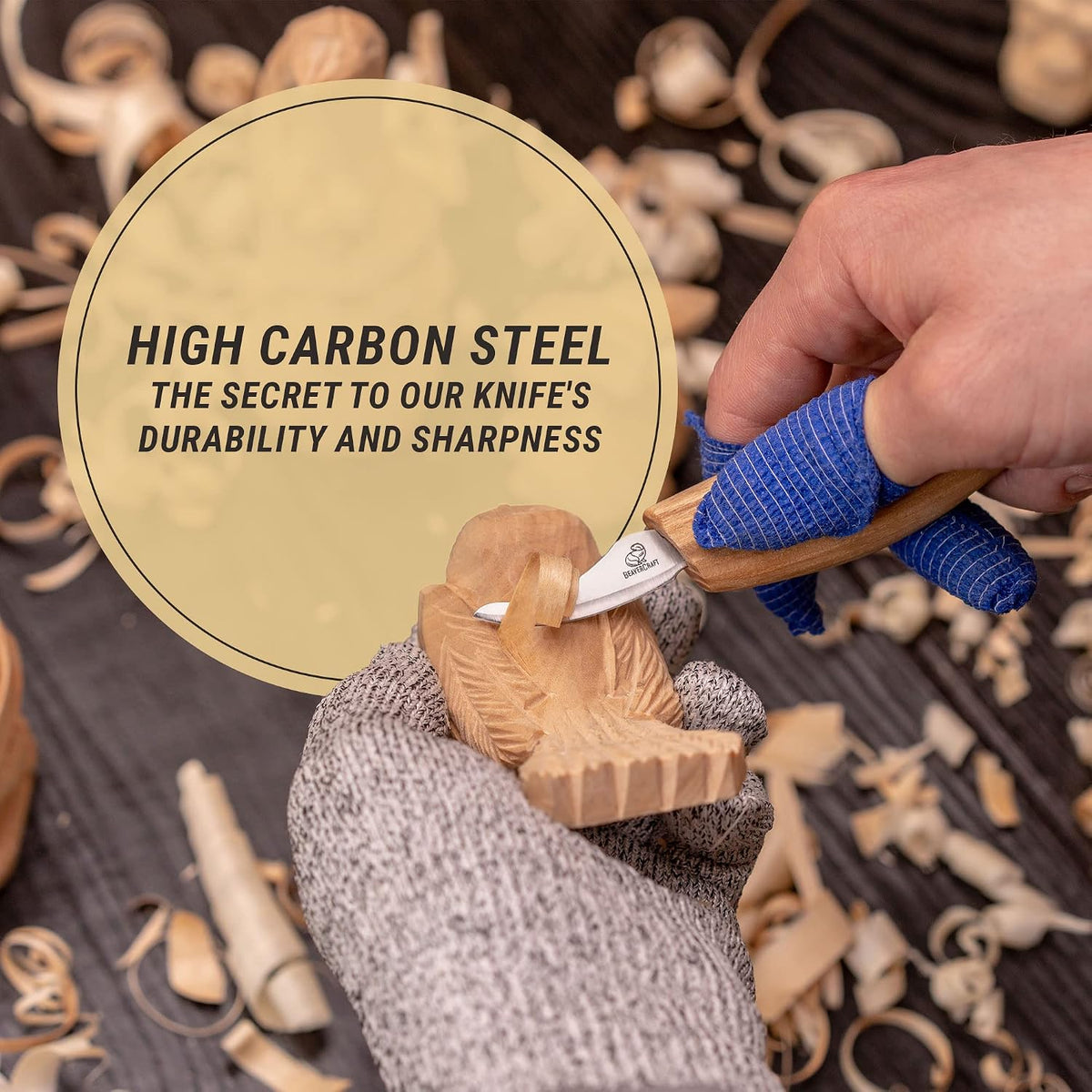 Wood Chip Carving Knife for Beginners & Kids - Safety Whittling Knives - Small Sloyd Carving Knife C18 - Wood Whittling Tools for Woodworking