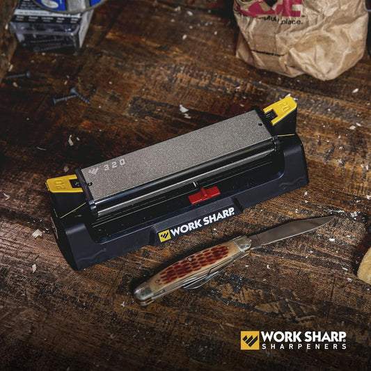 Benchstone Knife Sharpener, 3 sided for faster manual pocket or hunting knife sharpening
