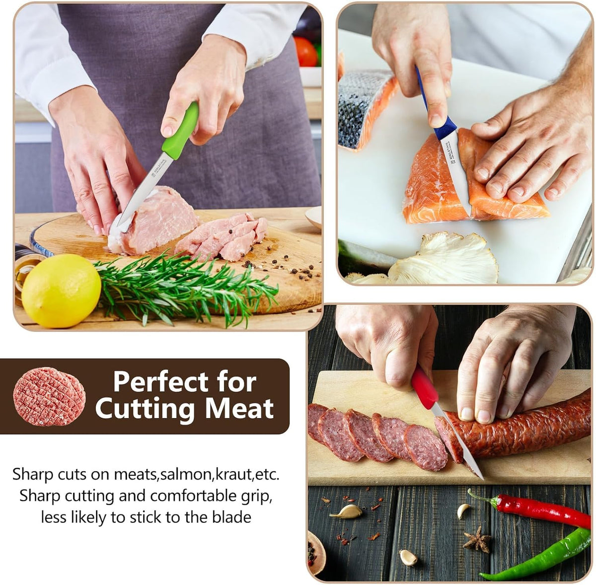 Paring Knife Set,6Pcs Small Knife Set,Straight Edge Paring Knives