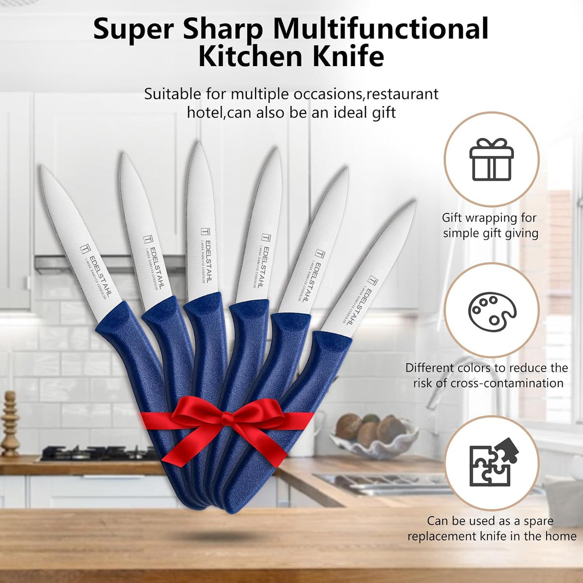Paring Knife Set,6Pcs Small Knife Set,Straight Edge Paring Knives