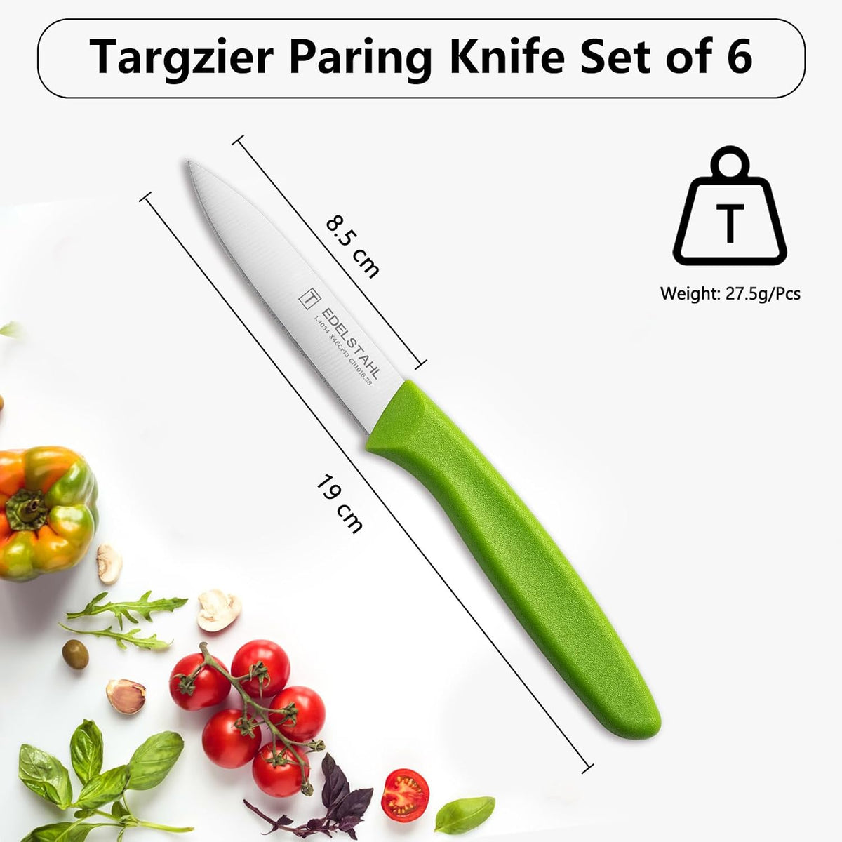 Paring Knife Set,6Pcs Small Knife Set,Straight Edge Paring Knives