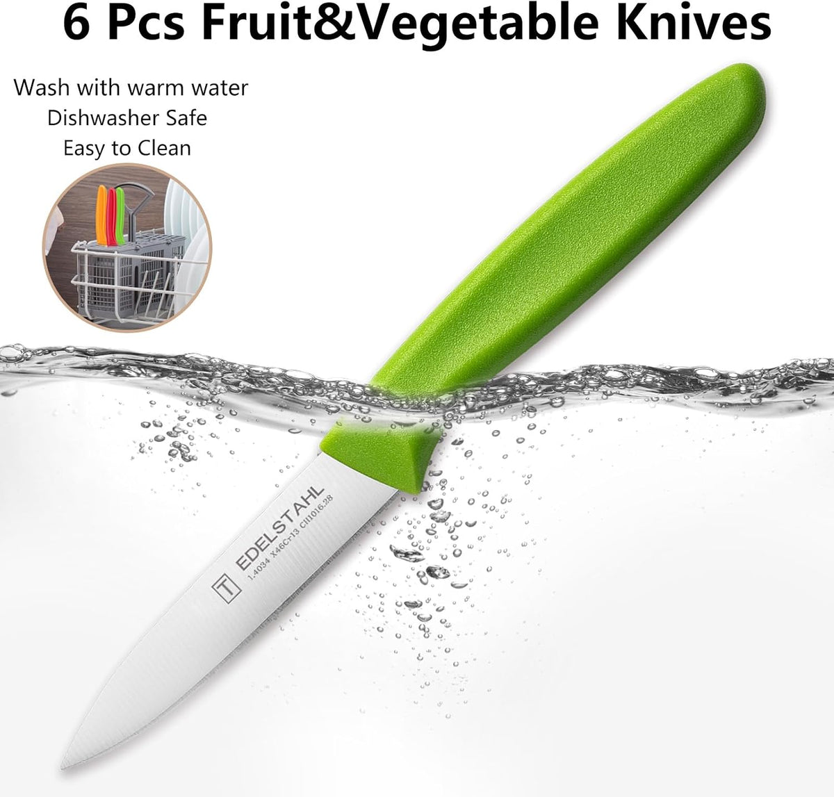 Paring Knife Set,6Pcs Small Knife Set,Straight Edge Paring Knives