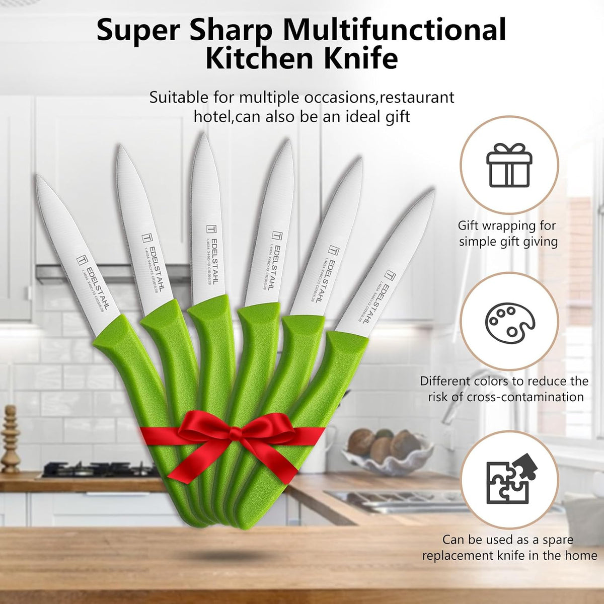 Paring Knife Set,6Pcs Small Knife Set,Straight Edge Paring Knives