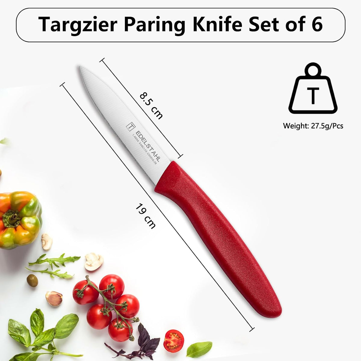 Paring Knife Set,6Pcs Small Knife Set,Straight Edge Paring Knives