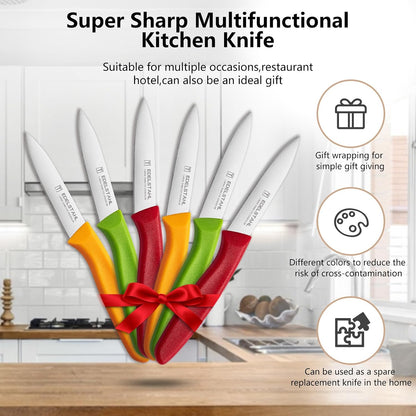 Paring Knife Set,6Pcs Small Knife Set,Straight Edge Paring Knives