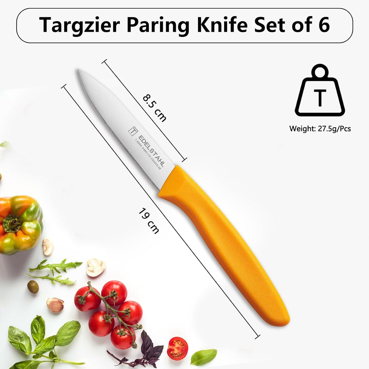 Paring Knife Set,6Pcs Small Knife Set,Straight Edge Paring Knives