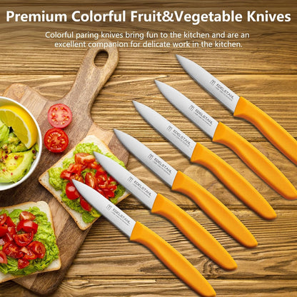 Paring Knife Set,6Pcs Small Knife Set,Straight Edge Paring Knives