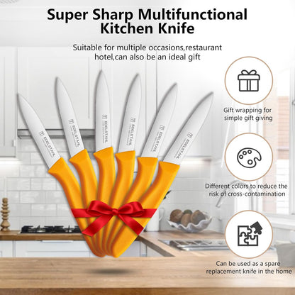 Paring Knife Set,6Pcs Small Knife Set,Straight Edge Paring Knives