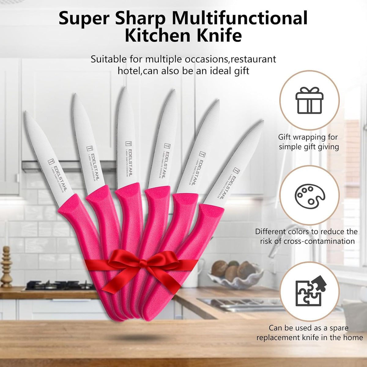 Paring Knife Set,6Pcs Small Knife Set,Straight Edge Paring Knives