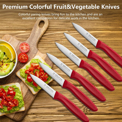 Paring Knife Set,6Pcs Small Knife Set,Straight Edge Paring Knives