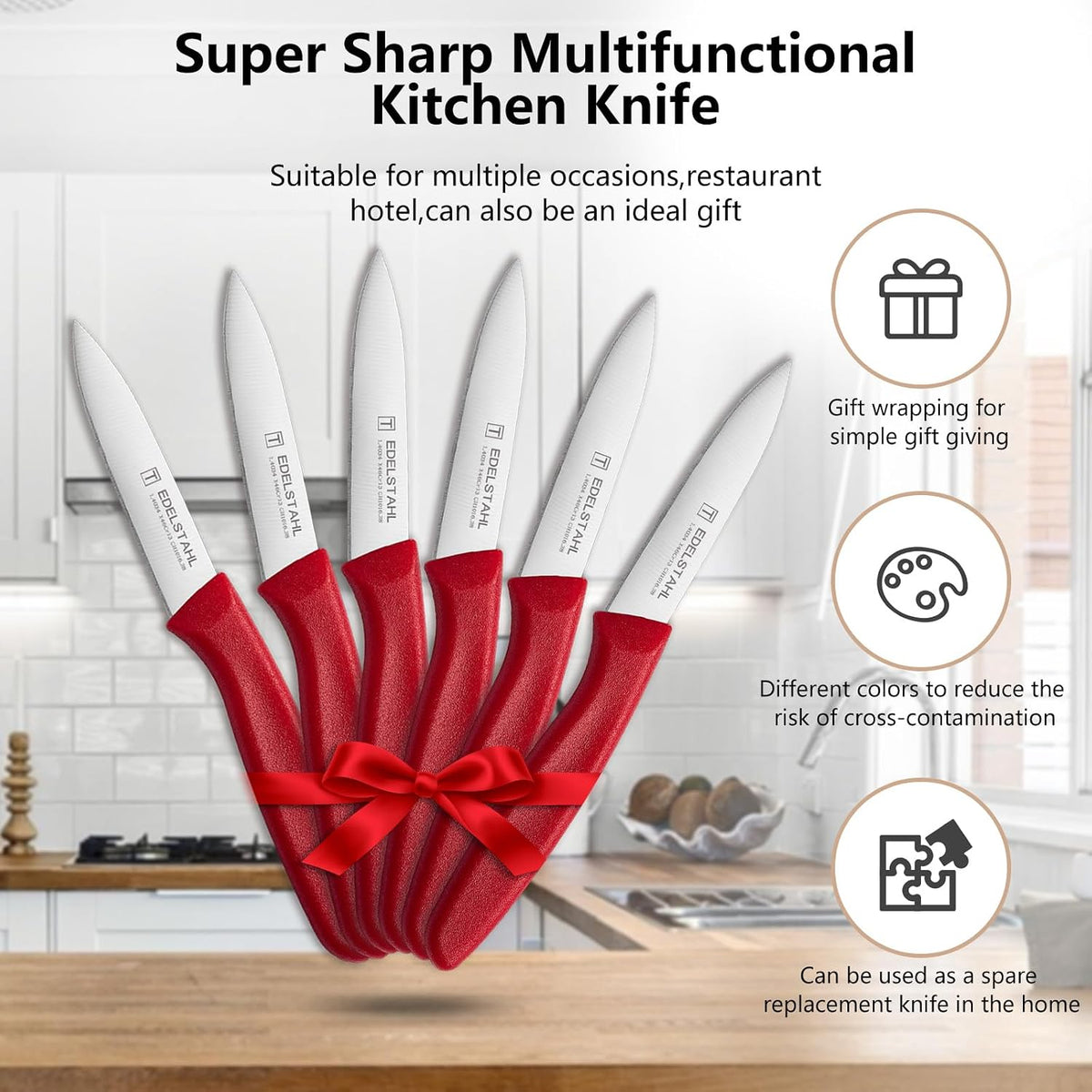 Paring Knife Set,6Pcs Small Knife Set,Straight Edge Paring Knives