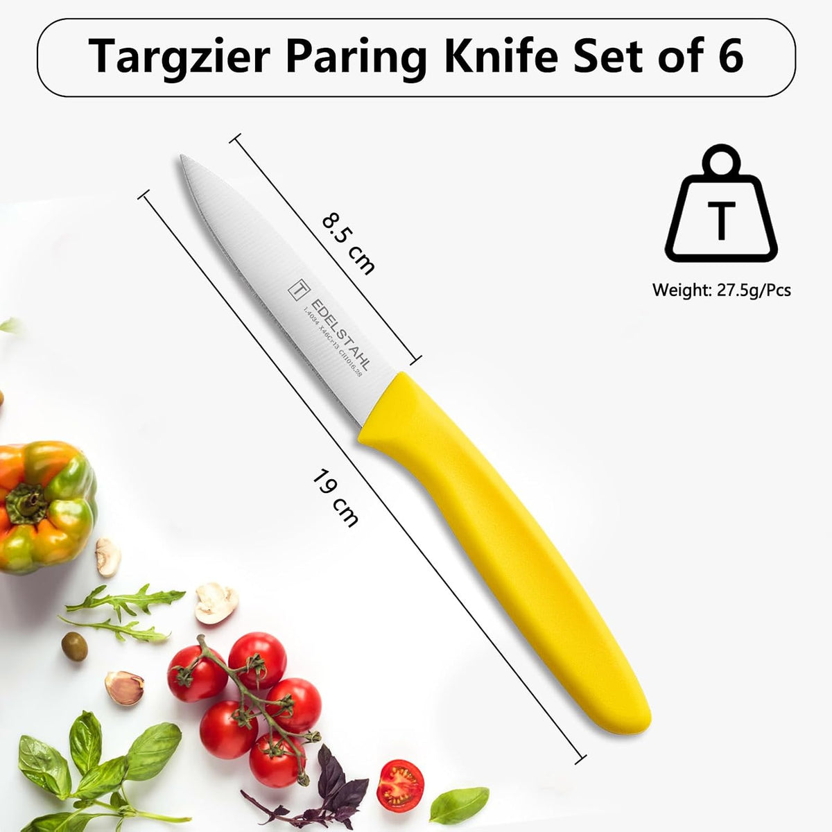 Paring Knife Set,6Pcs Small Knife Set,Straight Edge Paring Knives