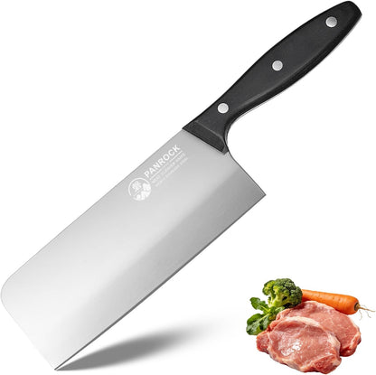 Meat Knife 7 Inch - High Carbon Steel Ultra Sharp Forged Chinese Cleaver, Lightweight Vegetable Knife with Mirror Finish Blade, Ergonomic Merbau Handle & Gift Box