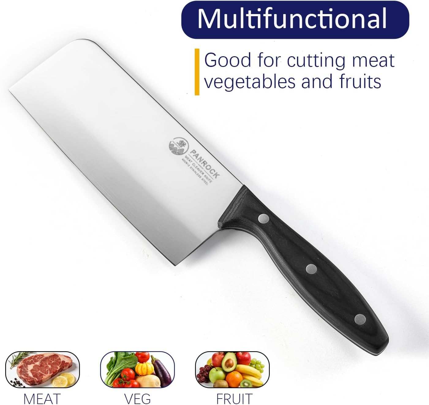 Meat Knife 7 Inch - High Carbon Steel Ultra Sharp Forged Chinese Cleaver, Lightweight Vegetable Knife with Mirror Finish Blade, Ergonomic Merbau Handle & Gift Box
