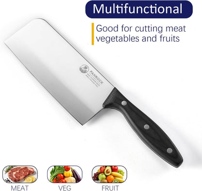Meat Knife 7 Inch - High Carbon Steel Ultra Sharp Forged Chinese Cleaver, Lightweight Vegetable Knife with Mirror Finish Blade, Ergonomic Merbau Handle & Gift Box