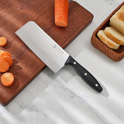 Meat Knife 7 Inch - High Carbon Steel Ultra Sharp Forged Chinese Cleaver, Lightweight Vegetable Knife with Mirror Finish Blade, Ergonomic Merbau Handle & Gift Box