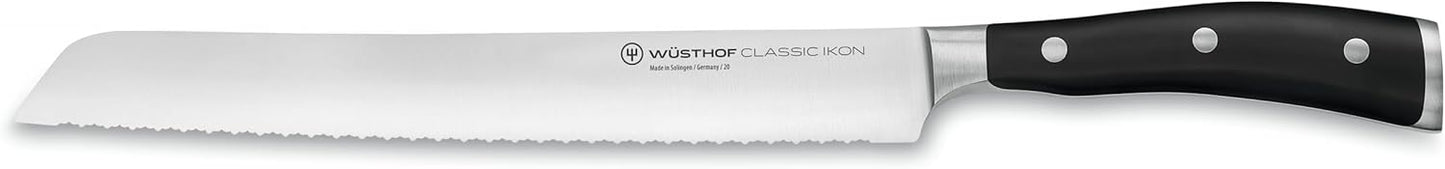 Wüsthof Classic IKON 9" Double Serrated Bread Knife, Black