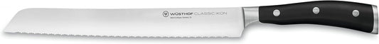 Wüsthof Classic IKON 9" Double Serrated Bread Knife, Black
