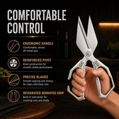 Multifunctional Heavy Duty Kitchen Shears,Kitchen Shears for Cutting Chicken,Kitchen Scissors for Food, Japanese High-Carbon Steel Culinary Poultry Shears, for Chicken,Meat,Fish,Bone Cutting(Silver)