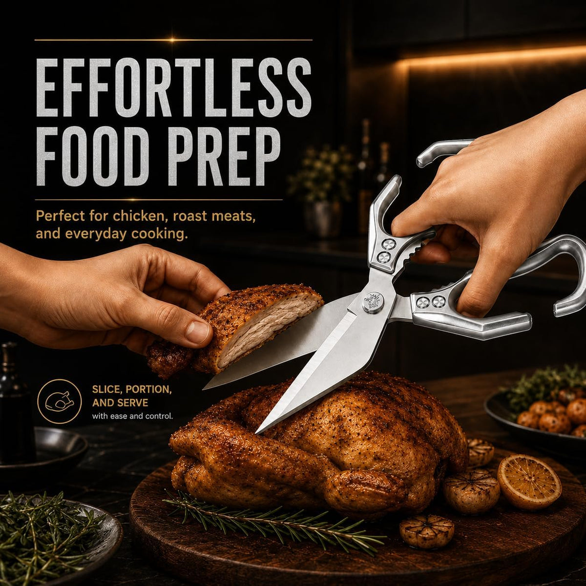 Multifunctional Heavy Duty Kitchen Shears,Kitchen Shears for Cutting Chicken,Kitchen Scissors for Food, Japanese High-Carbon Steel Culinary Poultry Shears, for Chicken,Meat,Fish,Bone Cutting(Silver)