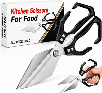 Multifunctional Heavy Duty Kitchen Shears,Kitchen Shears for Cutting Chicken,Kitchen Scissors for Food, Japanese High-Carbon Steel Culinary Poultry Shears, for Chicken,Meat,Fish,Bone Cutting(Silver)