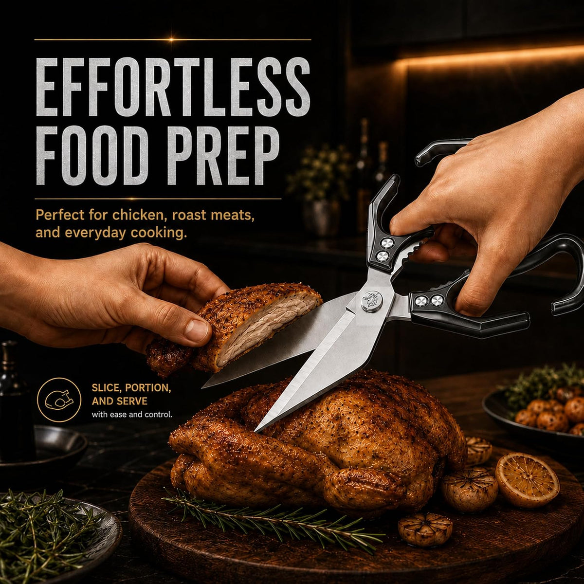 Multifunctional Heavy Duty Kitchen Shears,Kitchen Shears for Cutting Chicken,Kitchen Scissors for Food, Japanese High-Carbon Steel Culinary Poultry Shears, for Chicken,Meat,Fish,Bone Cutting(Silver)