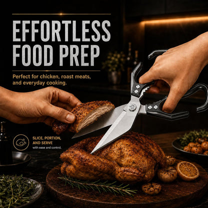 Multifunctional Heavy Duty Kitchen Shears,Kitchen Shears for Cutting Chicken,Kitchen Scissors for Food, Japanese High-Carbon Steel Culinary Poultry Shears, for Chicken,Meat,Fish,Bone Cutting(Silver)