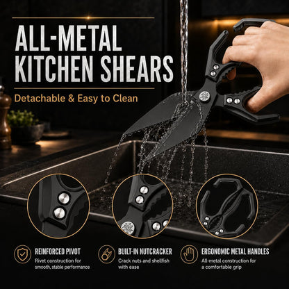 Multifunctional Heavy Duty Kitchen Shears,Kitchen Shears for Cutting Chicken,Kitchen Scissors for Food, Japanese High-Carbon Steel Culinary Poultry Shears, for Chicken,Meat,Fish,Bone Cutting(Silver)