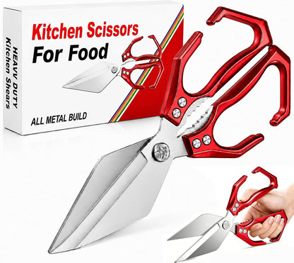 Multifunctional Heavy Duty Kitchen Shears,Kitchen Shears for Cutting Chicken,Kitchen Scissors for Food, Japanese High-Carbon Steel Culinary Poultry Shears, for Chicken,Meat,Fish,Bone Cutting(Silver)