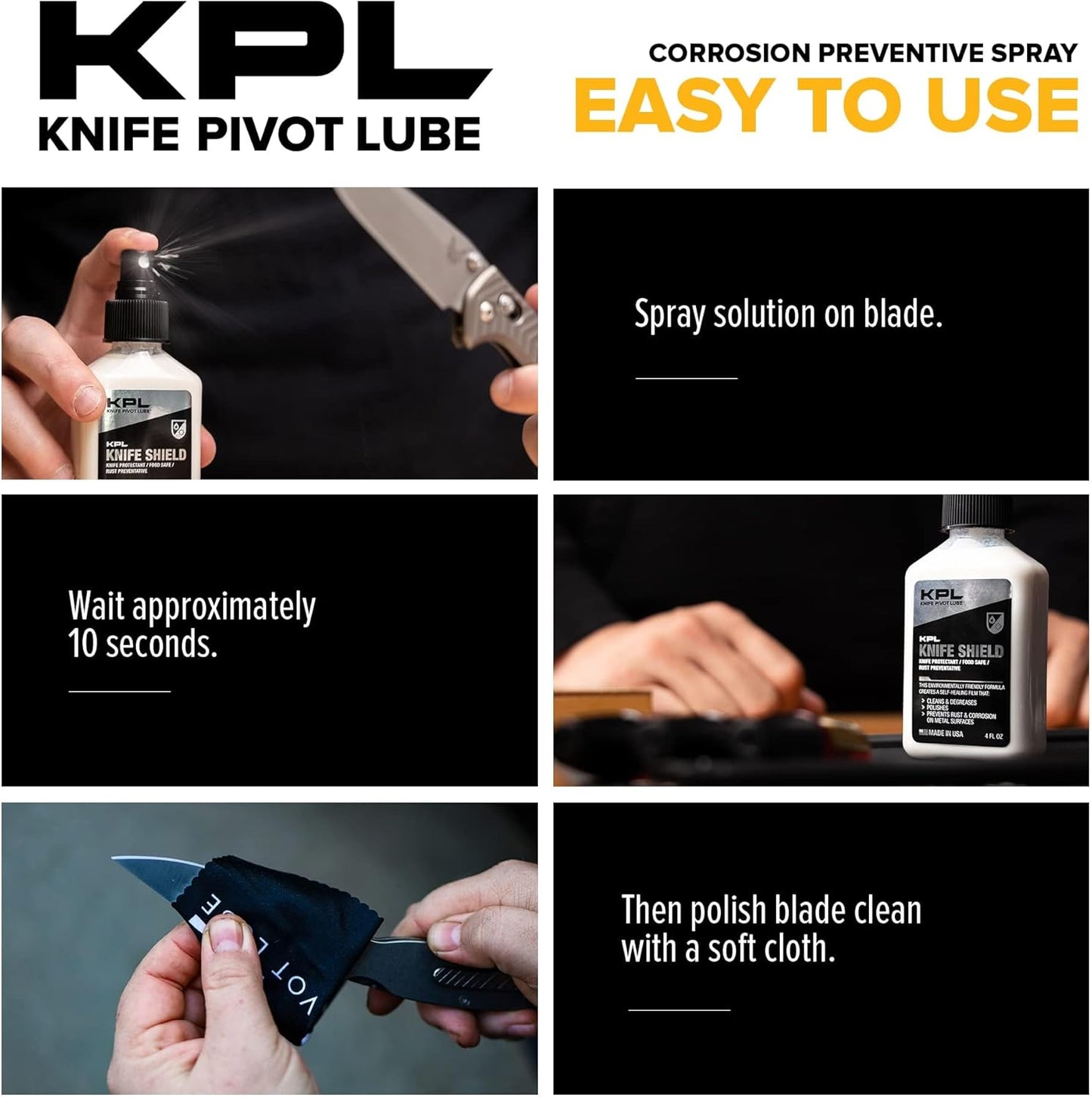 – Knife Shield Corrosion Preventive – Food Safe Rust Protection & Water Based Cleanser – 4 fl oz