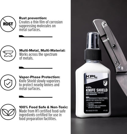 – Knife Shield Corrosion Preventive – Food Safe Rust Protection & Water Based Cleanser – 4 fl oz
