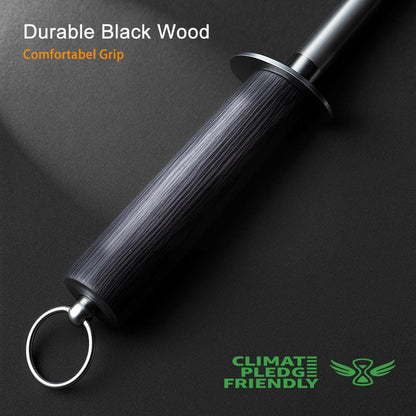 【𝐂𝐨𝐦𝐦𝐞𝐫𝐜𝐢𝐚𝐥 𝐆𝐫𝐚𝐝𝐞】Honing Rod,12" Knife Sharpener Rod Knife Sharpening Steel Rod Adopt 66HRC Hard Alloy Steel Material With Rosewood handle for Knives