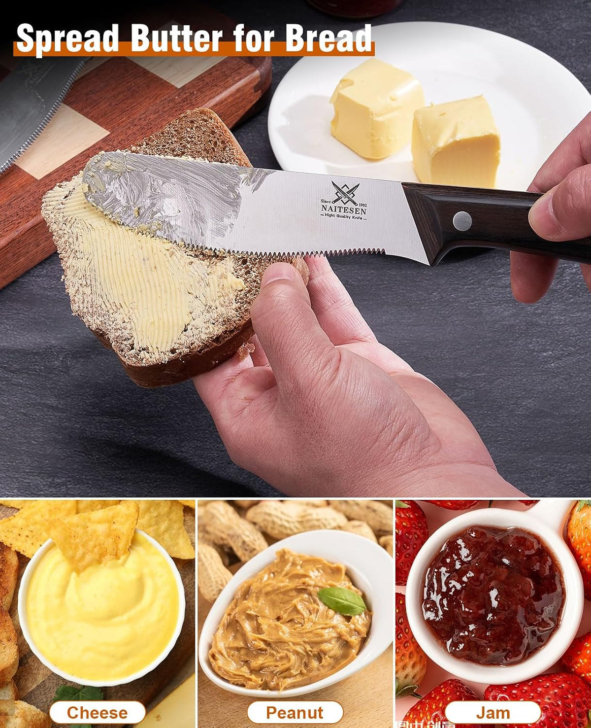 2PCS Serrated Bread Knife Set, Razor Sharp for Homemade Bread Slicing Cutting Baguette, Sourdough Bread, Bagels, Cake Gifts for Men Women