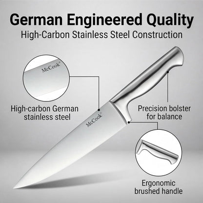 ® Knife Sets, German Stainless Steel Kitchen Knife Block Sets with Built-in Sharpener, 15 Piece Chef Knife and More, Razor Sharp, Restaurant Grade, Anti-Rust, Elegant Box for Gift