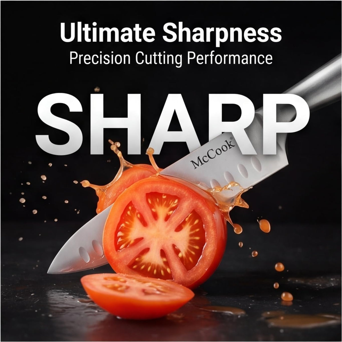 ® Knife Sets, German Stainless Steel Kitchen Knife Block Sets with Built-in Sharpener, 15 Piece Chef Knife and More, Razor Sharp, Restaurant Grade, Anti-Rust, Elegant Box for Gift