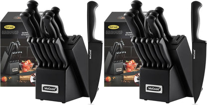 ® Knife Sets, German Stainless Steel Kitchen Knife Block Sets with Built-in Sharpener, 15 Piece Chef Knife and More, Razor Sharp, Restaurant Grade, Anti-Rust, Elegant Box for Gift