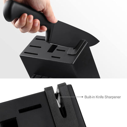 ® Knife Sets, German Stainless Steel Kitchen Knife Block Sets with Built-in Sharpener, 15 Piece Chef Knife and More, Razor Sharp, Restaurant Grade, Anti-Rust, Elegant Box for Gift